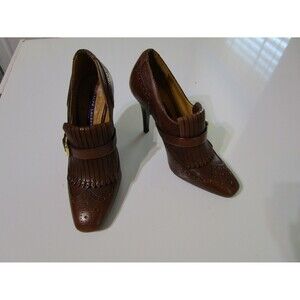 Ralph Lauren Womens Bootie Heels Brown 6.5B Leather